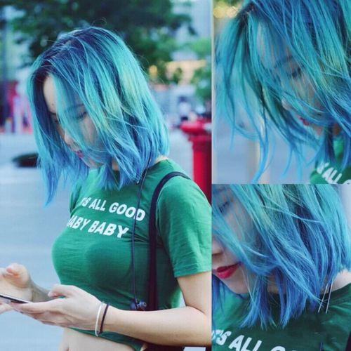 染发剂一步到位墨绿色孔雀蓝绿色男女可用 墨绿色 自然黑色头发选项