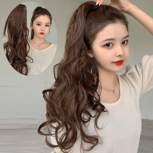 假发女长发马尾绑带式长卷发大波浪辫子网红高马尾