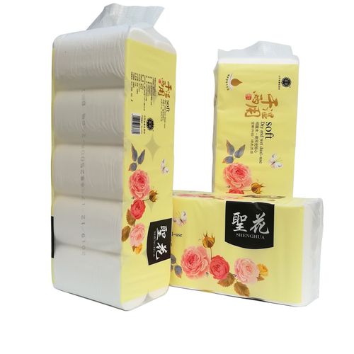 圣花印花无芯大卷纸原生浆无香四层卫生纸家用超大实惠装5斤包邮