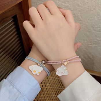 卡莫那 情侣皮筋吸磁铁相吸手链女生手绳一对吸铁石可爱小皮筋二人