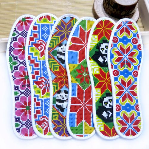 包邮可选图十字绣鞋垫加厚不褪色男女半成品带针带线针孔鞋垫