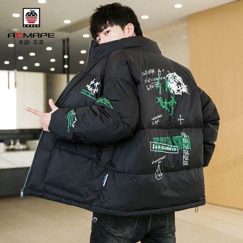 美国苹果羽绒服男冬季韩版潮流短款保暖加厚面包服百搭外套男冬装