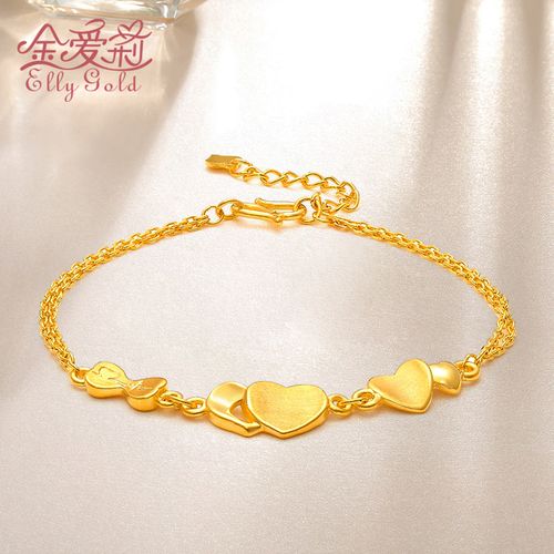 金爱莉珠宝新款黄金手链女款蝴蝶爱心型足金手链细款女士金手链