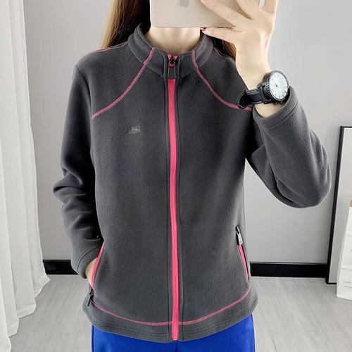 抓绒衣女式秋冬季抗静电户外保暖立领加厚外套运动开衫摇粒绒内胆