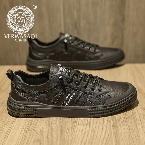 瓦萨琪男鞋秋季透气薄款2021年新款休闲鞋子男欧货百搭低帮小黑鞋