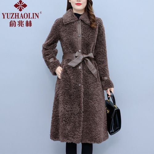 俞兆林反季外套女2021新款妈妈年轻颗粒绒羊剪绒皮毛一体皮草大衣
