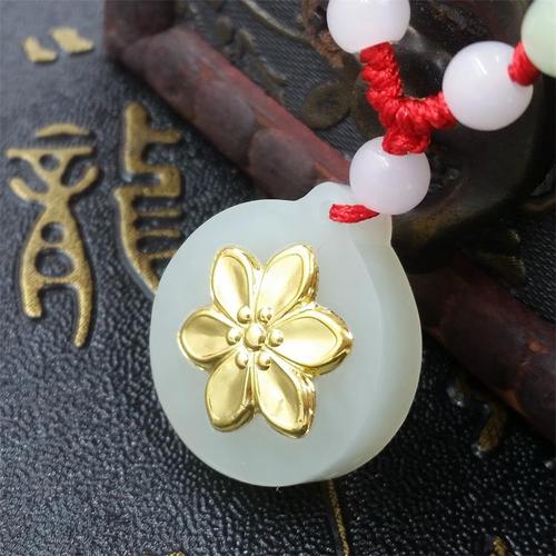 天然和田玉吉祥如意花挂件白玉小花朵挂件女生小礼物