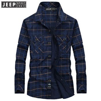 jeep吉普衬衫男韩版宽松外套男士大码休闲上衣服商务男时尚休闲装潮流