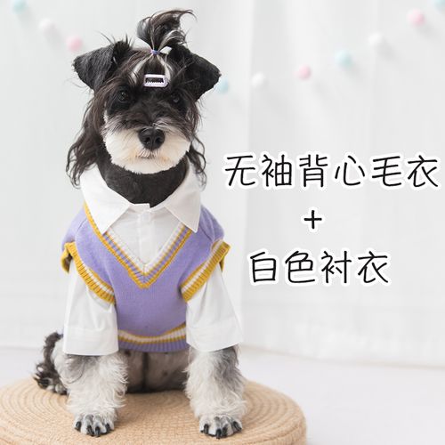 狗狗无袖背心毛衣百搭秋冬保暖可爱雪纳瑞西高地小狗套装紫色衣服