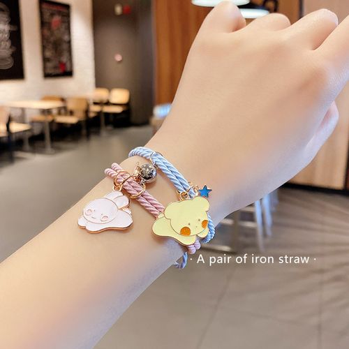 磁铁相吸手链情侣闺蜜款小皮筋学生简约女生吸铁石编织手绳一对女