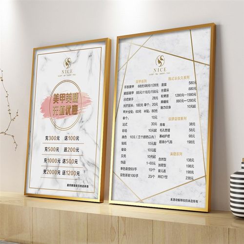 皮肤管理价格表墙容表价目表设计制作墙贴定制挂墙项目院贴美挂墙