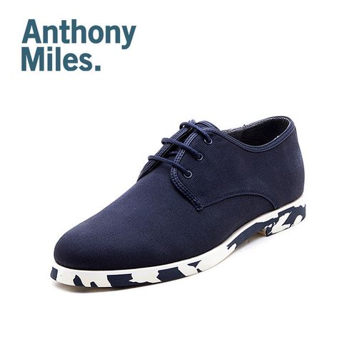 anthony miles青年潮流布鞋耐磨英伦单鞋系带男鞋透气帅气休闲鞋