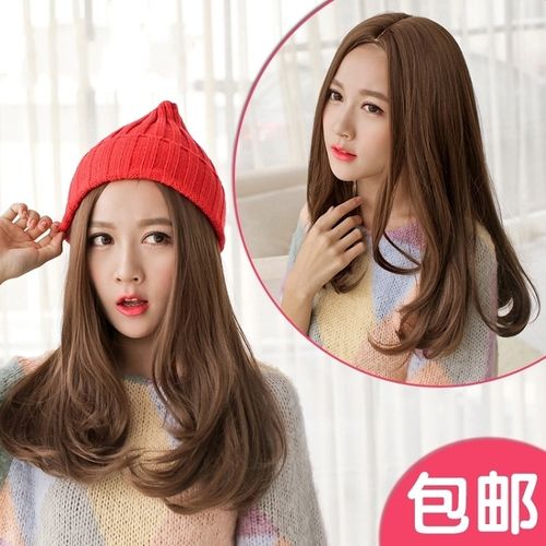 黛娜儿假发女哑光韩国中分刘海修脸蓬松梨花头中长卷发假发