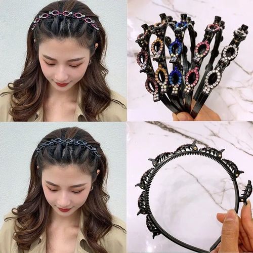 发箍女韩版外戴百搭双层刘海夹编发神器懒人发卡发箍多层镂空发夹