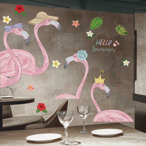 ins风墙贴纸少女心房间墙面布置装饰品宿舍网红墙火烈鸟自粘贴画