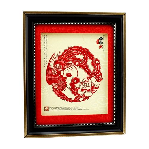 中国风礼品 精美手工剪纸作品 蔚县民间剪纸镜框摆件 出国送老外