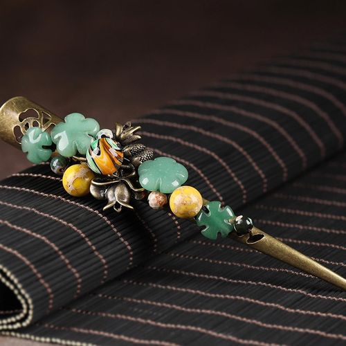 鸭嘴夹大号牛角夹后脑勺优雅盘发发夹东陵玉头花头饰一字夹子女