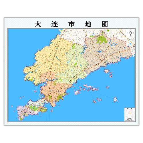 定f制画2020新高清大连市地图装饰背景墙1.5×1.2米大