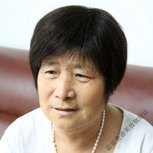 发假发中老年假发女短发女短直发妈妈假发老年人假发 真人发款-深棕色