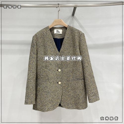 韩国seven icon女装代购2021早秋新款显瘦杂线纽扣西装外套bn0056