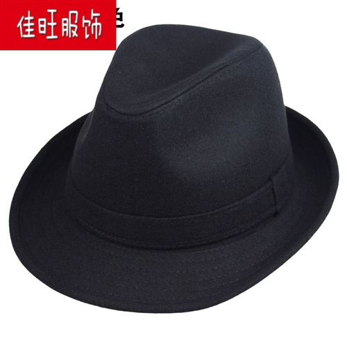 centuryboy礼帽男潮中年秋冬加绒加厚男士礼帽 羊毛呢子礼帽英伦黑色