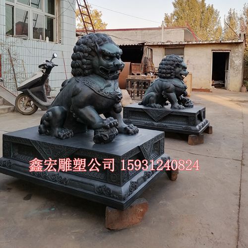 纯铜故宫狮子雕塑定制铸铜仿古青铜狮紫铜狮子公司别墅门口摆件