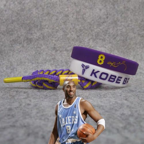 湖人队8号科比kobe bryant签名运动手环硅胶夜光珍藏腕带球迷饰品