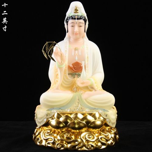 汉白玉观音佛像普陀山微笑脸观世音菩萨居家供奉家用家居神像摆件 12