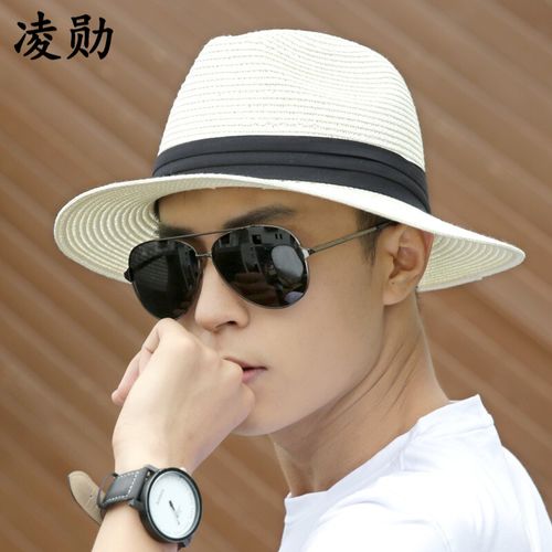 凌勋 帽子男士夏天遮阳帽巴拿马防晒帽工地户外太阳帽渔夫钓鱼礼帽