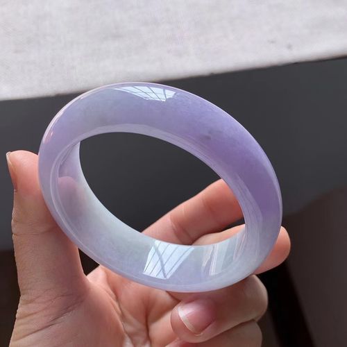 天然a货老坑冰茄紫57圈宽边轮胎玉石翡翠手镯对庄玉镯大手镯手环