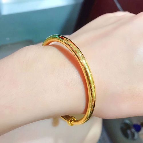 推拉手镯金光金镯子黄金足金999素女款手环调节时尚圈24k实心