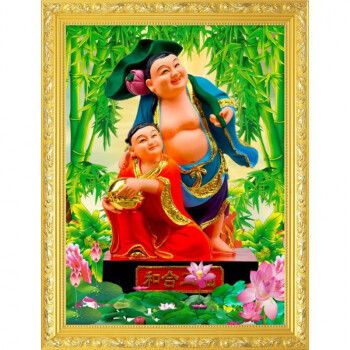 和合二仙图 和合二仙婚姻事业和和美美结婚婚礼婚房装饰风水画挂画像