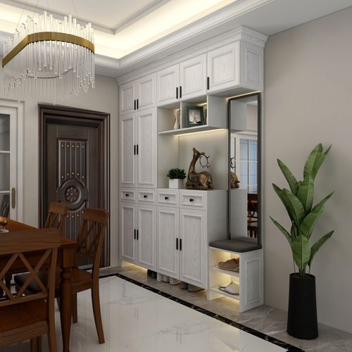 全屋定制美式实木鞋柜家用门口大容量简约收纳柜子入户玄关储物柜