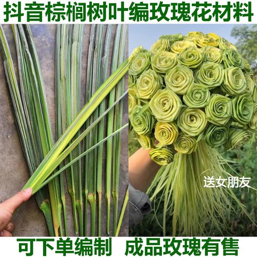 新鲜棕树叶编玫瑰花材料现摘新鲜棕芯叶棕榈树叶十根包邮棕编材料