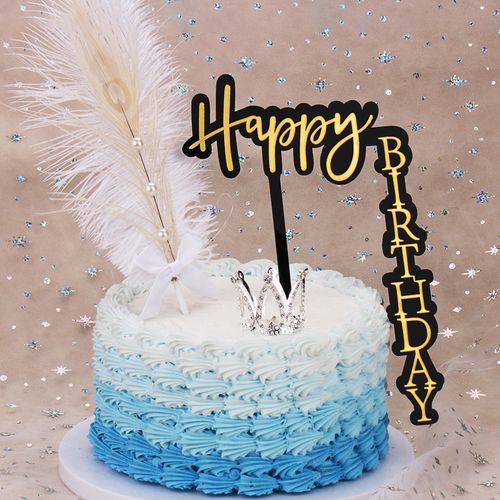 新款网红生日蛋糕装饰装扮happy birthday直角亚克力烘培插件摆件
