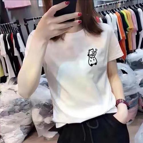学生短袖t恤女宽松2021夏季新款大码洋气半袖网红上衣圆领ins潮