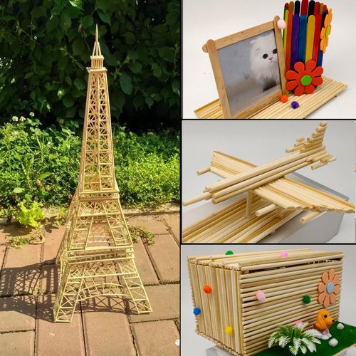 筷子雪糕棒棍木条竹房牙签diy手工制作材料建筑竹棒模型拼装玩具