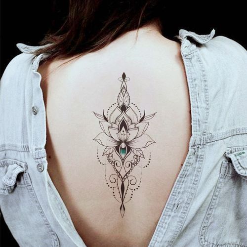 暗黑色纹身贴防水女持久性感胸花仿真后背胸口莲花纹身贴ins风