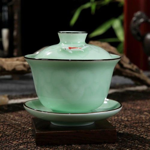 青瓷功夫茶茶具盖碗茶杯陶瓷泡茶碗三才杯小茶碗(款式会更新)