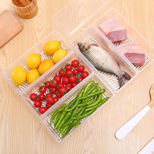 日式冰箱长方形塑料透明面条海鲜盒厨房食物整理收纳可沥水保鲜盒
