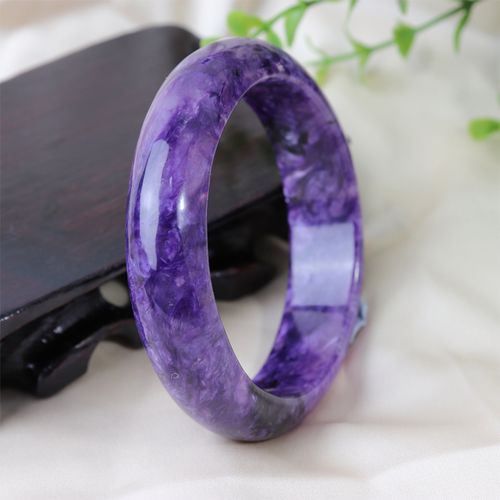 天然紫龙晶手镯皇家深紫查罗石女时尚高贵镯1物1图54-57圈配证书