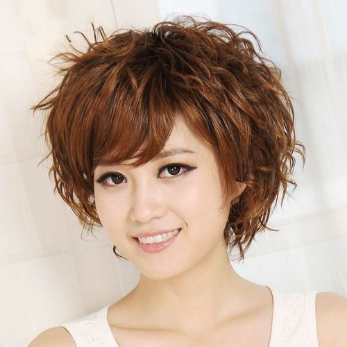 黛美姿整顶假发女士假发中老年假发短卷发短发女斜刘海妈妈假发套