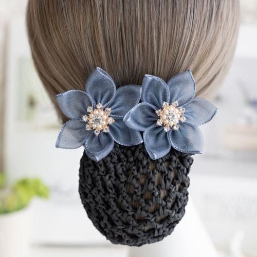 职z业头花网兜紫韩版弹簧夹护士发网银b行医院职员上班时尚盘发