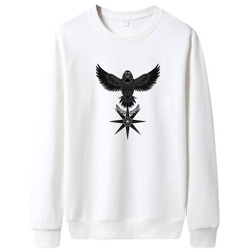 秋季棉卫衣男圆领韩版嘻哈运动外套ins港风休闲老鹰印花上衣服優衣