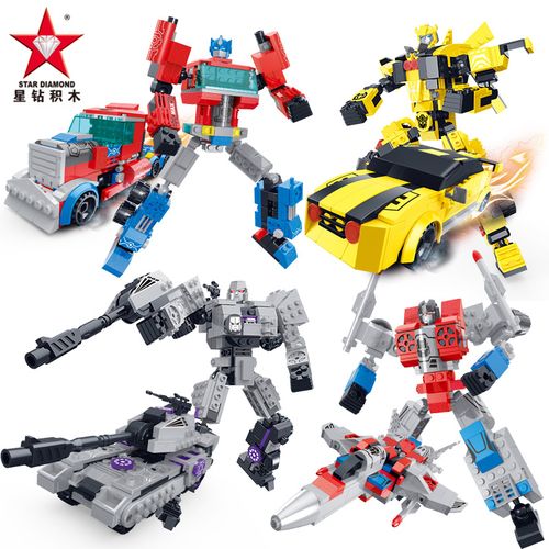 星钻积木樂高玩具拼装变形机器人金刚男孩益智力擎天机甲黄蜂积木