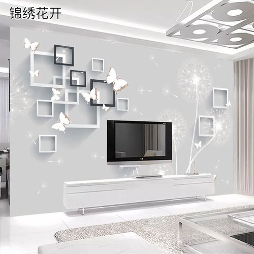 锦绣花开蒲公英电视背景墙壁纸简约现代大气影视墙壁.