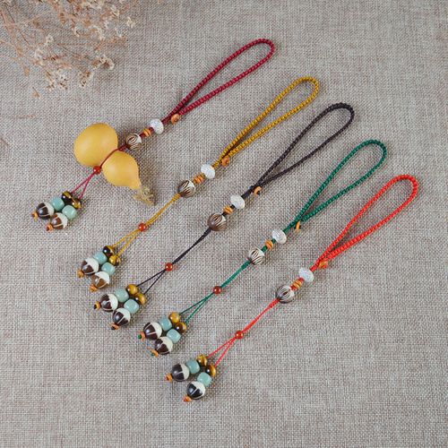 纯手工葫芦编绳车挂件diy活扣可搭配葫芦配件绳子车内后视镜挂绳