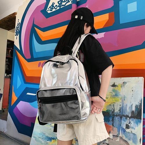 初中生书包女ins风港风 复古网红双肩包镭射背包简约百搭大学生