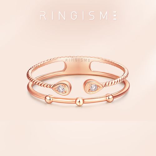 周大福ringism叠戴18k玫瑰金钻石镶嵌戒指女士eau27好
