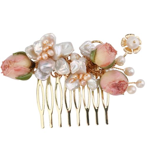 发梳插梳 永生花珍珠百搭假发髻头饰 古风 发饰汉服配.饰唯美超仙